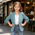 thumbnail image 4 of Grblisyd Girls Cropped Blazer Jacket Suit Jackets Kids Long Sleeve Formal Blazers Dress Coats 5-15 Years, 4 of 8