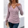 thumbnail image 6 of Womens Long Sleeve Shirts V Neck Ribbed Knit Slim Fit Button Light-Weight Sweater Fall Casual Work Tops Lotus Color XL, 6 of 10