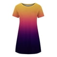 thumbnail image 4 of Women Short Sleeve Gradient Print Round Neck Ladies Loose Mini Dress, 4 of 6