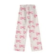 thumbnail image 4 of Fabrcox Bow Printed Pajama Bottoms for Women Slim Fit Elastic Waist Wide Leg Lounge Bottoms Ladies Pajamas Bottoms Winter Cute Print Lounge Pants Pink XL, 4 of 4