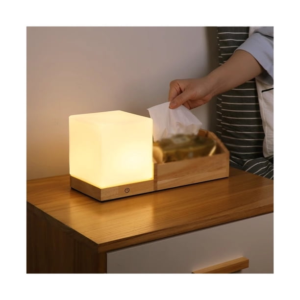 Lámpara de mesa Lámpara de noche Luz nocturna Dormitorio Carga simple Control remoto Almacenamiento multifuncional Madera