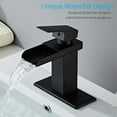 thumbnail image 6 of Wovier Matte Black Waterfall Bathroom Sink Faucet with Supply Hose and Plate,Single Handle Single Hole Lavatory Faucet,Basin Mixer Tap Commercial, 6 of 7