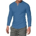 thumbnail image 1 of AMERTEER T-Shirt Homme Manches Longues Col Rond Bouton Uni Décontracté, 1 of 6
