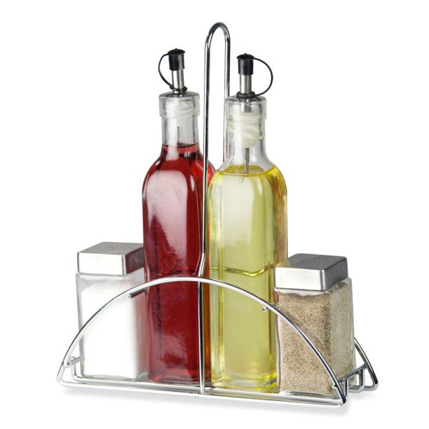 Modern Design 4Piece Cruet Set with Stand