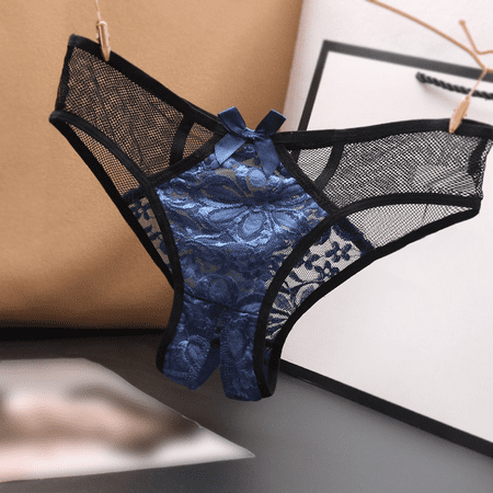 Fulorrnie Underwear for Women High Waisted Open Crotch Seamless No Show Panty Cute G String Thong Waistband Panties  Blue  One Size
