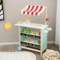 thumbnail image 2 of Costway Kids Ice Cream Cart Wooden Toddler Farmers Market Stand W/ Chalkboard & Storage, 2 of 11