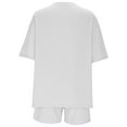 thumbnail image 6 of CheerKidz Two Piece Sets for Women 2025 Summer Short Matching Home Tops Elastic Waist Shorts Set Casual Loose V Neck Beach Vacation Travel Outfits(Z03#White,2XL), 6 of 9