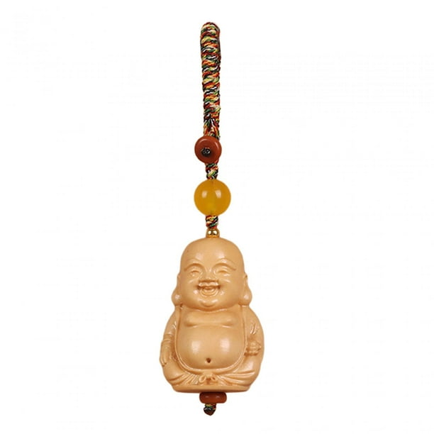 Llavero de Buda de madera de 3,5 pulgadas, colgante hecho a mano, accesorio decorativo Estilo C