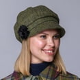 thumbnail image 2 of Irish Tweed Green Herringbone Newsboy For Women Made By Mucros Weavers, 2 of 6