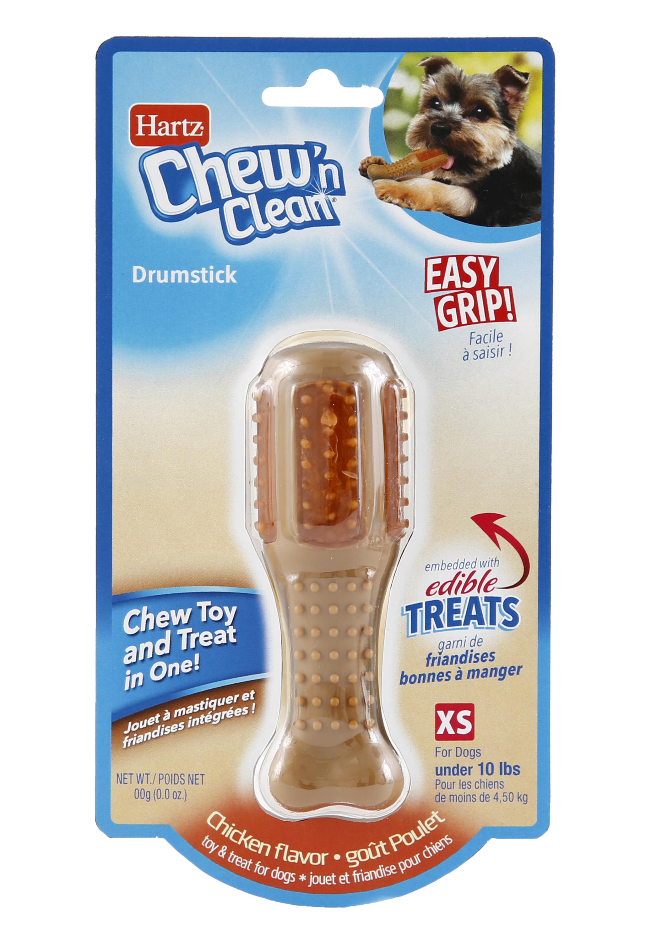 Hartz Chew ‘n Clean Drumstick Dog Chew Toy, Chicken Flavored, Nylon, Extra Small