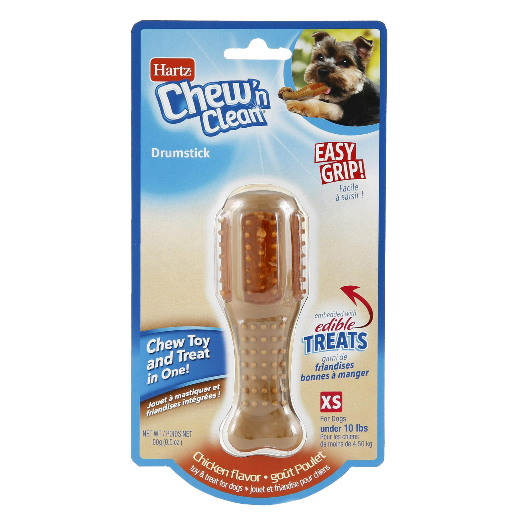 Hartz Chew ‘n Clean Drumstick Dog Chew Toy, Chicken Flavored, Nylon, Extra Small