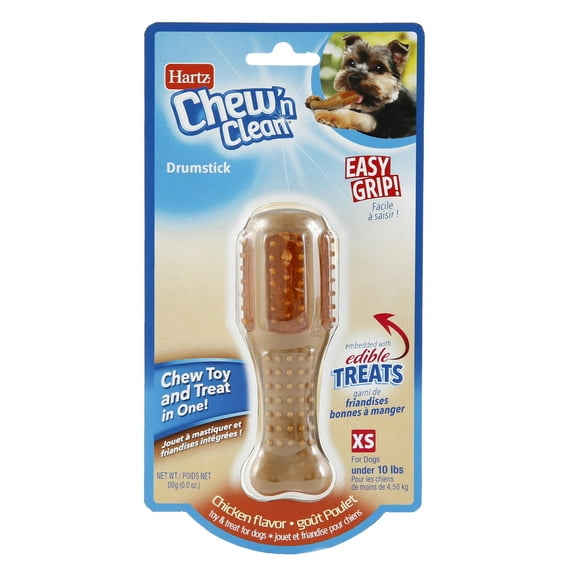 Hartz Chew ‘n Clean Drumstick Dog Chew Toy, Chicken Flavored, Nylon, Extra Small