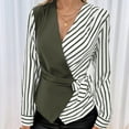 thumbnail image 5 of HAiming Women's Striped Long Sleeve Tops Dressy Casual Blouses Asymmetrical V Neck Wrap Tie Fall Work Outfits, 5 of 8