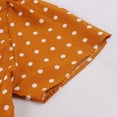 thumbnail image 5 of Sakmal Crew Neck Dresses for Women Trendy Short Sleeve Pleated Orange Polka Dot Above Knee Sun Dresses A-Line Dresses Ladies Dresses Plus Size, 5 of 7