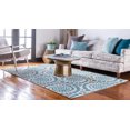 thumbnail image 4 of Unique Loom Modern Collection Carved Circles Transitional Indoor and Outdoor Flatweave Area Rug, 9 x 12 Feet, Ivory/Teal, 4 of 10