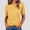 thumbnail image 2 of Vivianyo HD Women's Short Sleeve Knit T-Shirt, Crew Neck Casual Lightweight Top, Women's Yellow, Sizes S-2XL, 2 of 8