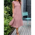 thumbnail image 5 of Dresses for Women Summer Flutter Short Sleeve Fashion Women Flowy Dresses Casual Smocked Elastic Waist Tiered Midi Dresses Alsol Lamesa, 5 of 6