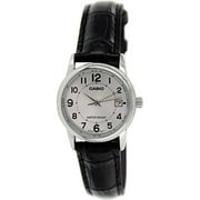 Women's LTPV002L-7B Black Leather Quartz Watch