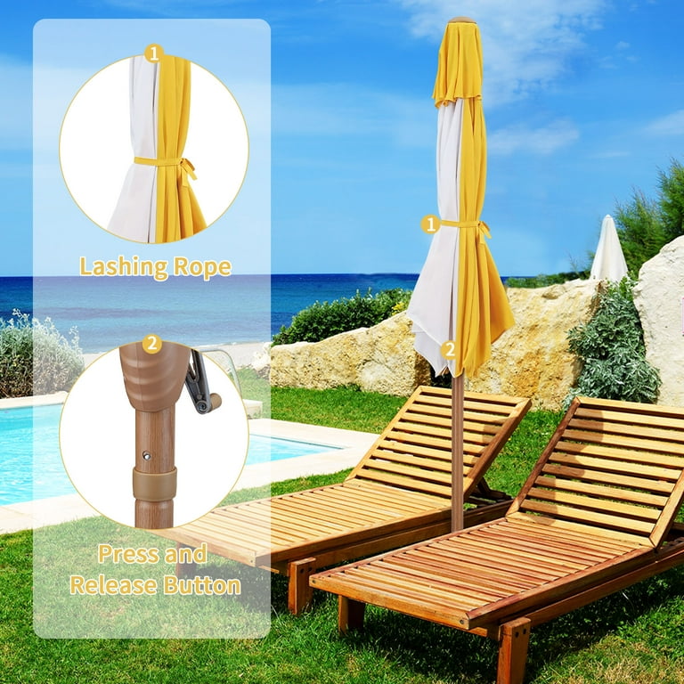 7 ft round patio umbrella Ainfox 7.5ft Beach Round Market Patio Umbrellas, UV Resistant, Beige