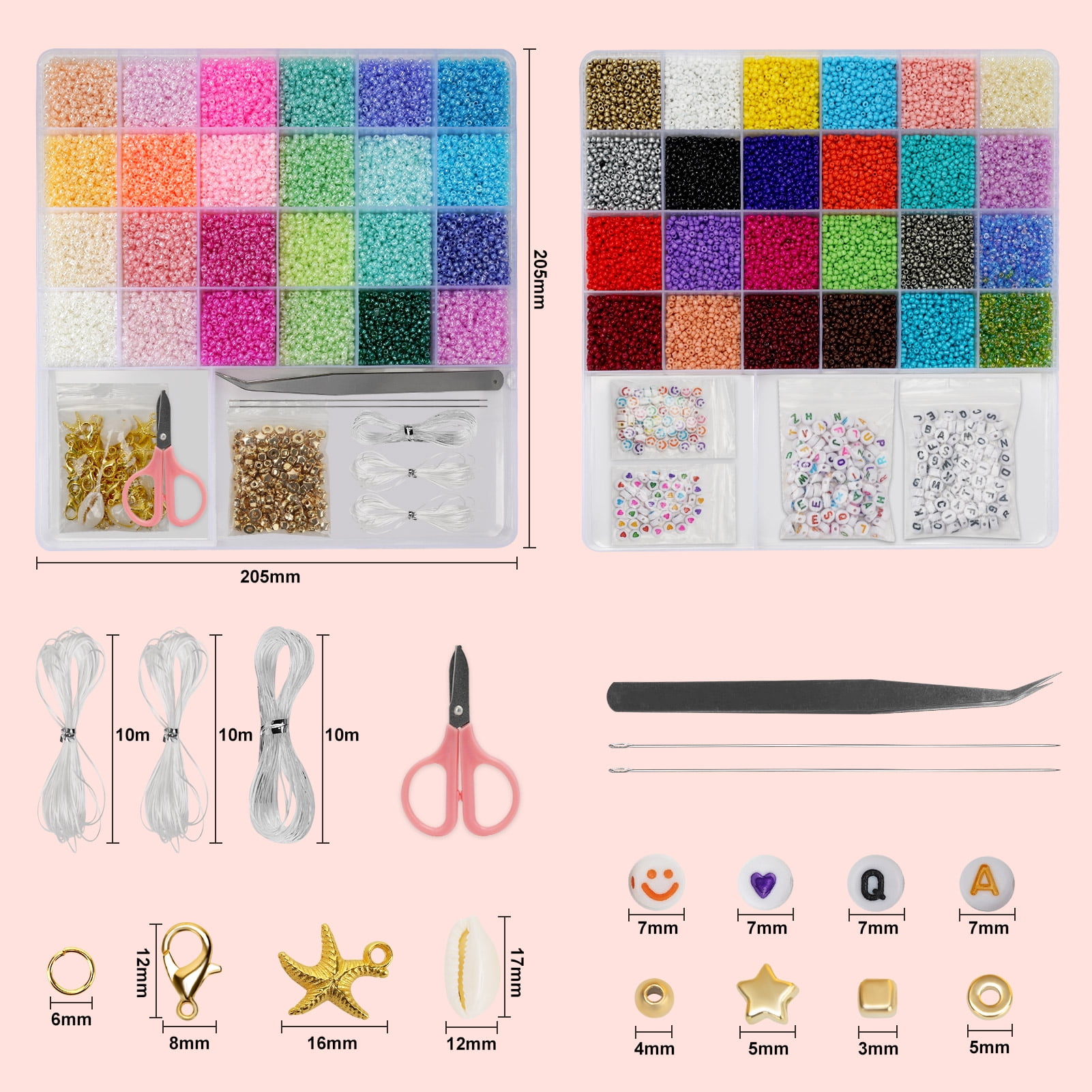 43000 PCS 2 Boxes Glass Seed Beads for Jewelry Making Kit,Tiny Beads Set for Bracelets Making, DIY,Art and Craft Friendship Gifts Toys for Girls Kids Adults,2mm