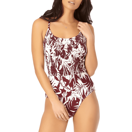 Catalina Women's Smocked Lace Up One Piece Swimsuit