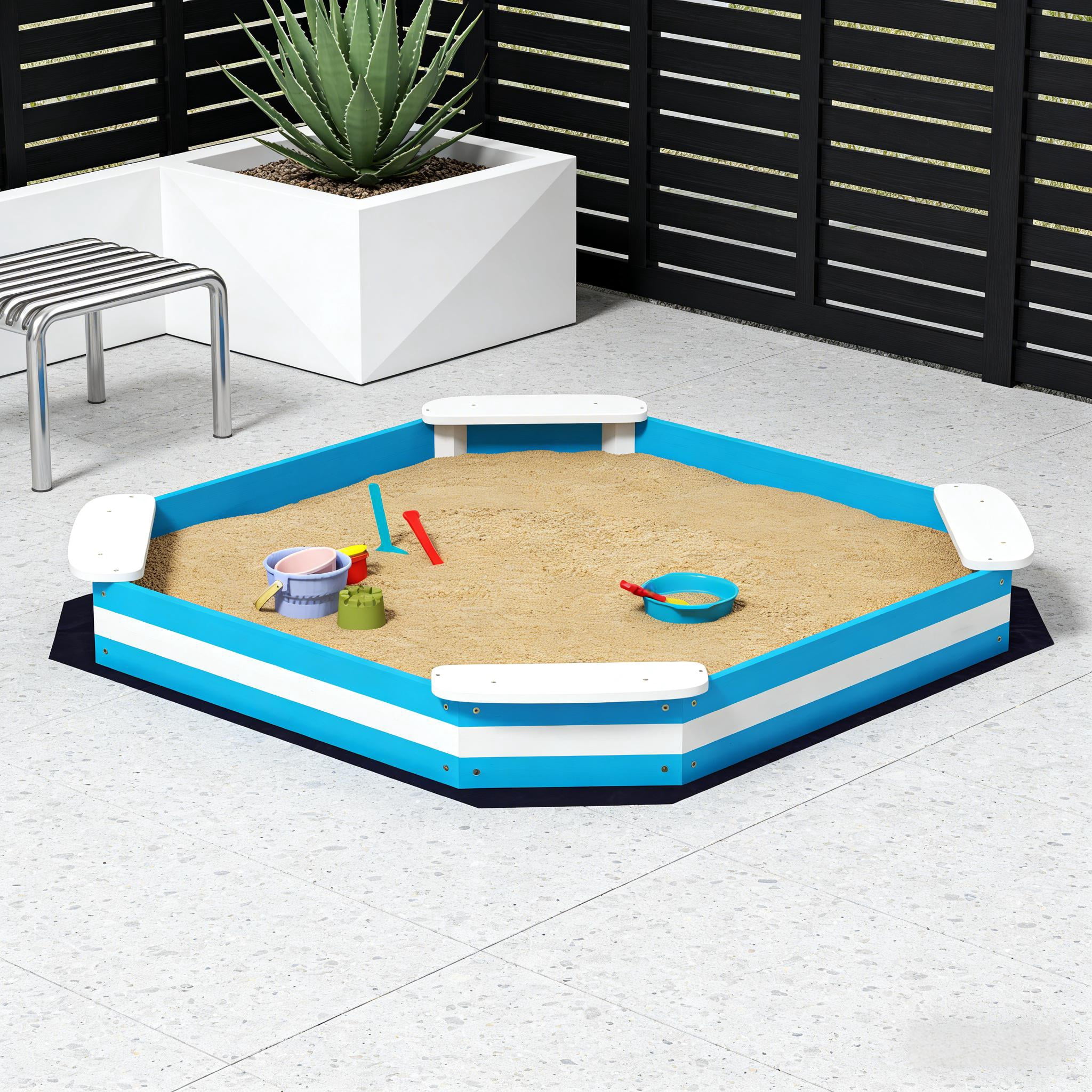 Kids Sandbox with Corner Seats