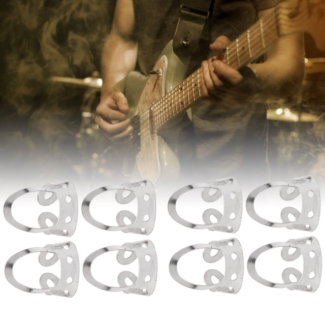 8Pcs Guitare Finger Pics Réglables Finger Pics Réglables Creux en Acier Inoxydable Finger Pics Accessoires Instrument de Musique