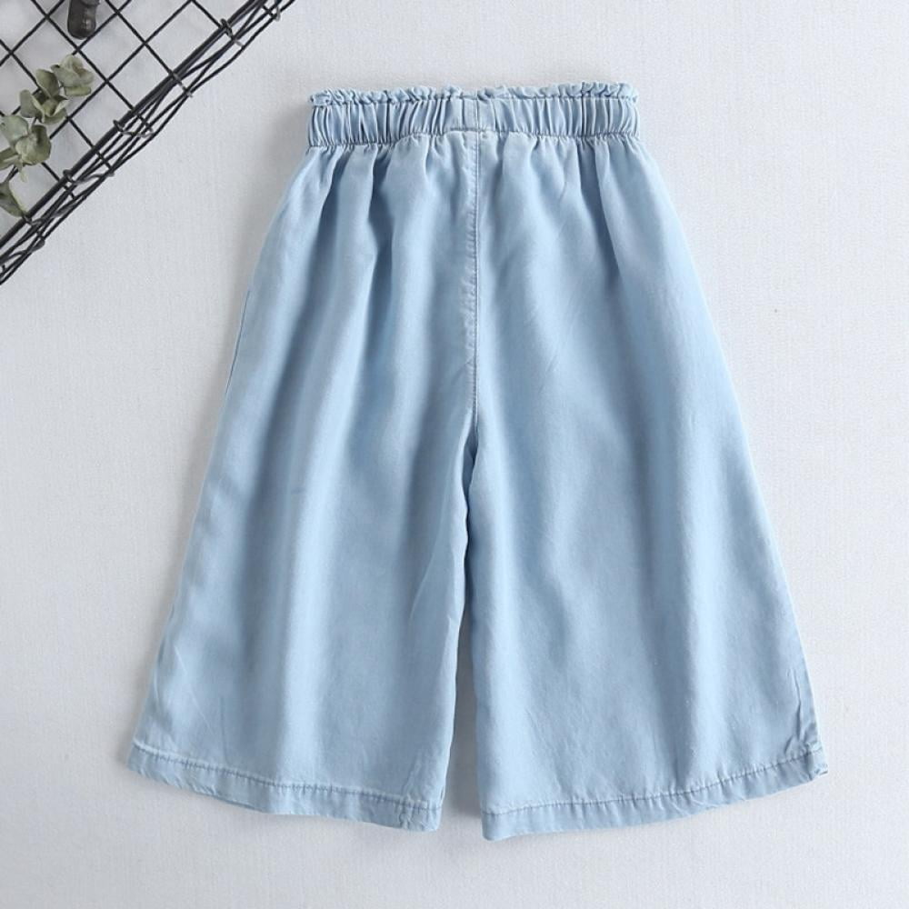 New Little Girls Denim Shorts Stretch Elastic Waist denim wash Size 8 SG-30012K