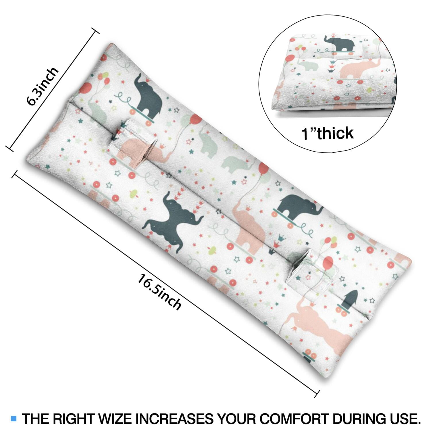 Car Seatbelt Pillow for Women - Minimalist Elephant and Geometric Shapes Design - Protects Sensitive Areas After Breast Surgery