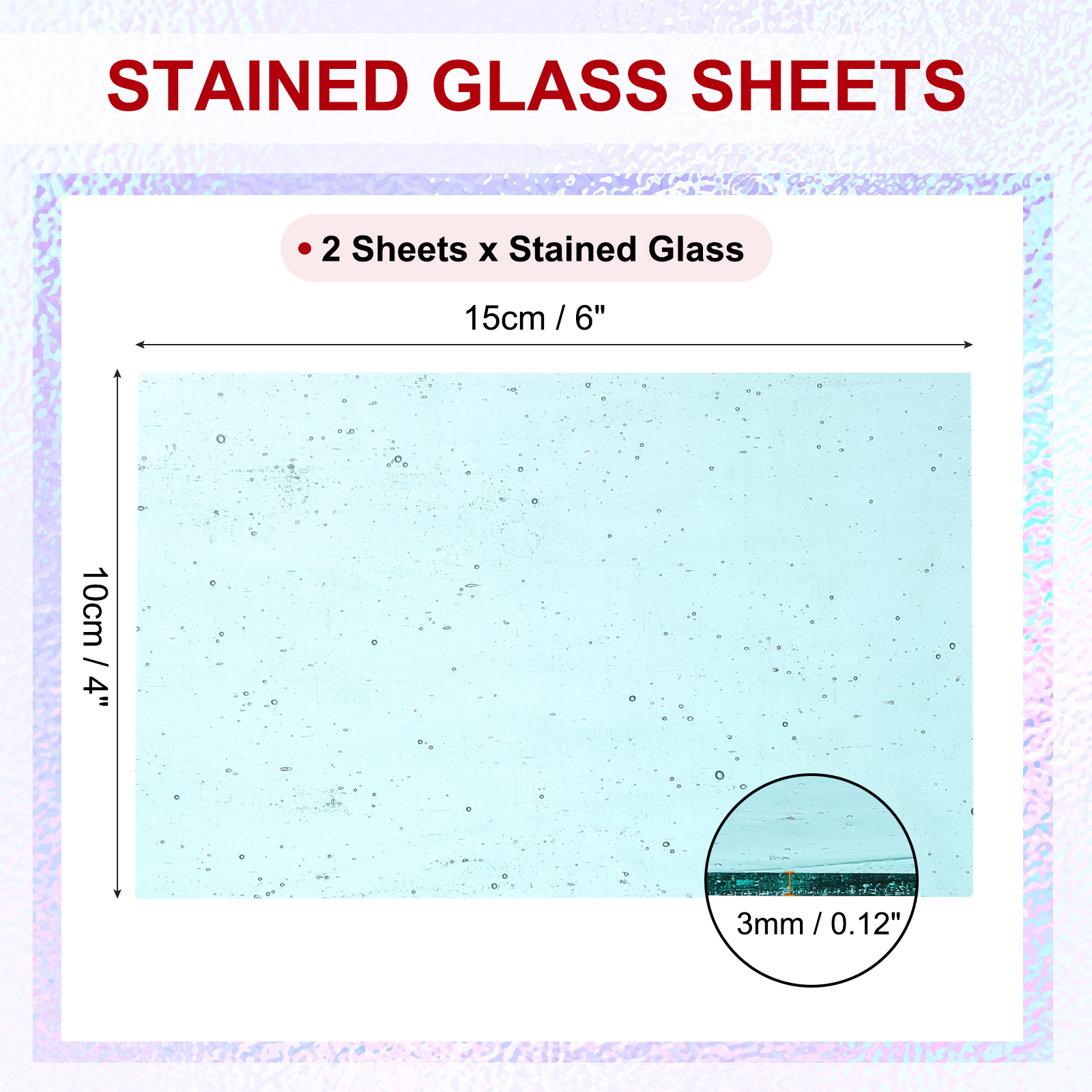 4 x 6 Inch Transparent Stained Glass Sheets, 2 Sheets Mosaic Glass Variety Pack Tiles for Art Supplies Crafts Projects, Lake Blue