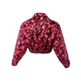 thumbnail image 3 of A2Y Women's Cropped Front Two Pocket Snap Quilted Padding Bomber Jacket Leopard Rose S, 3 of 3