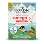 Nordic Naturals Nordic Omega-3 Fishies,Tutti Frutti, 300 Mg, 36 Gummies
