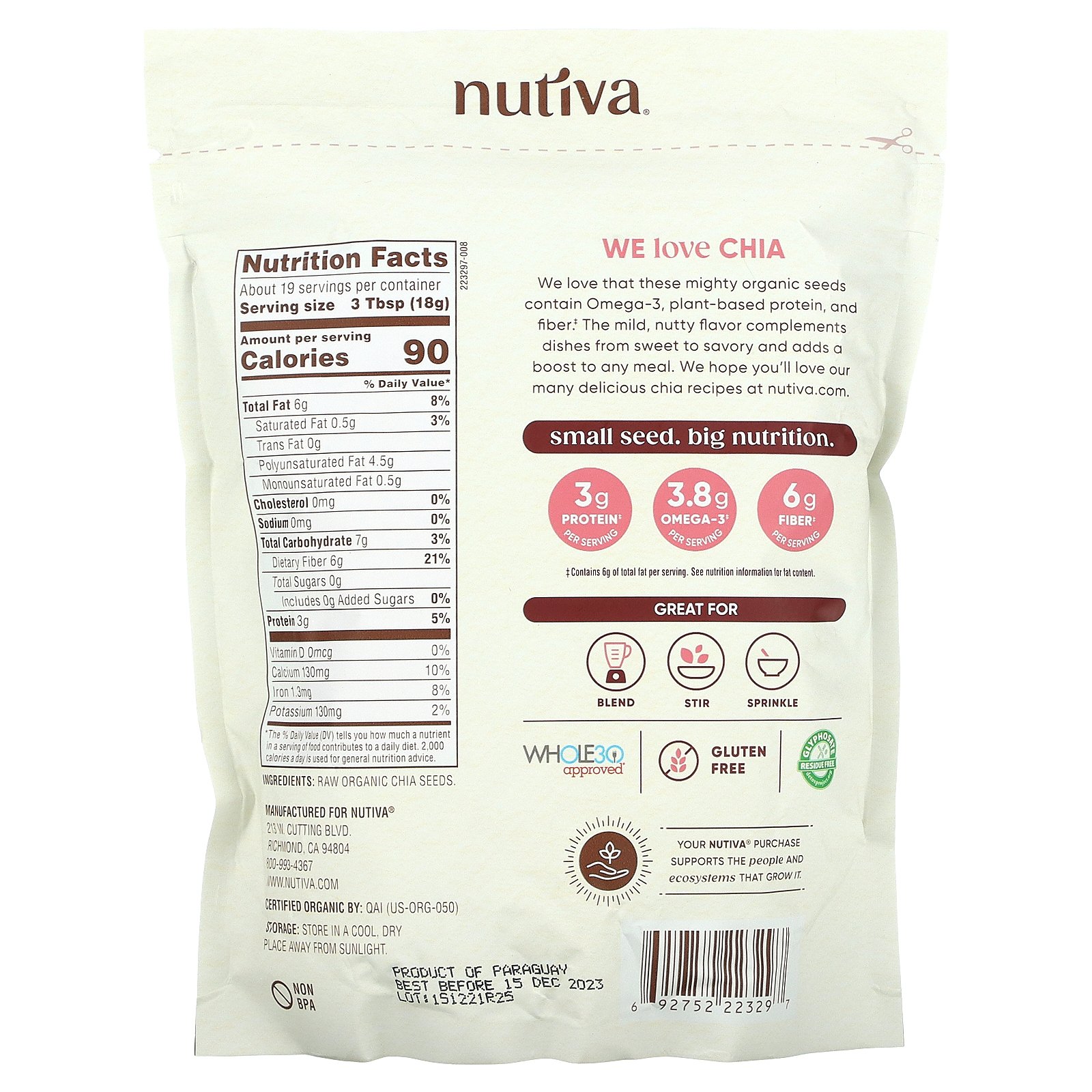 Nutiva Organic Milled Chia Seeds - 14 Oz - image 2 of 2