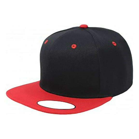 Pack of 4 Snapback Cap Hat Flatbrim Adjustable (Black & Red)