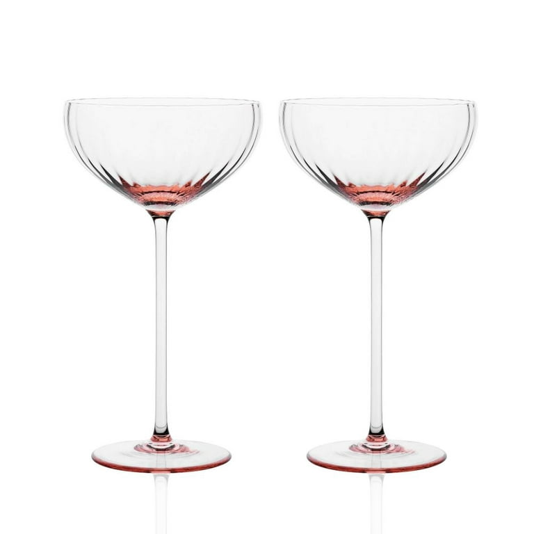 Ribbed Coupe Cocktail Glasses 8 oz, Set of 2