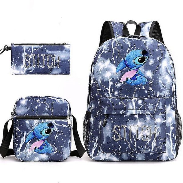 Lilo & Stitch Backpack Set mochila escolar Rayo azul brillar Electrónica