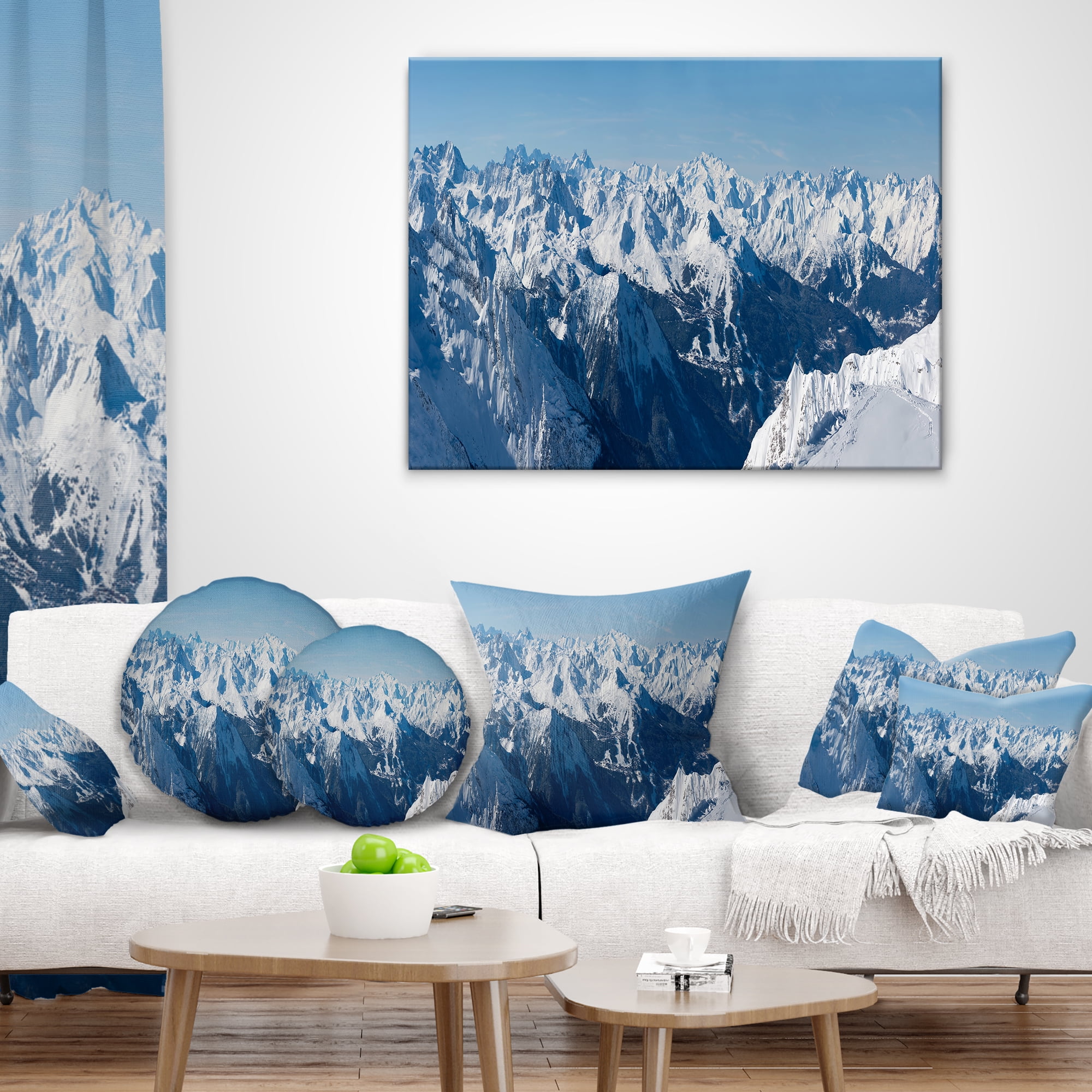 Designart French Alps Panorama - Photography Throw Pillow - 12x20