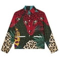 thumbnail image 4 of Jackets for Women Winter Coat Jackets Flannel Stand Collar Jacket(Red Jaguar Tropical Jungle Art,Size:S-4XL), 4 of 7