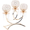 thumbnail image 5 of DENEST 3-Arms Crystal Candle Holder Centerpiece Wedding Candelabra Home Decor Golden, 5 of 9