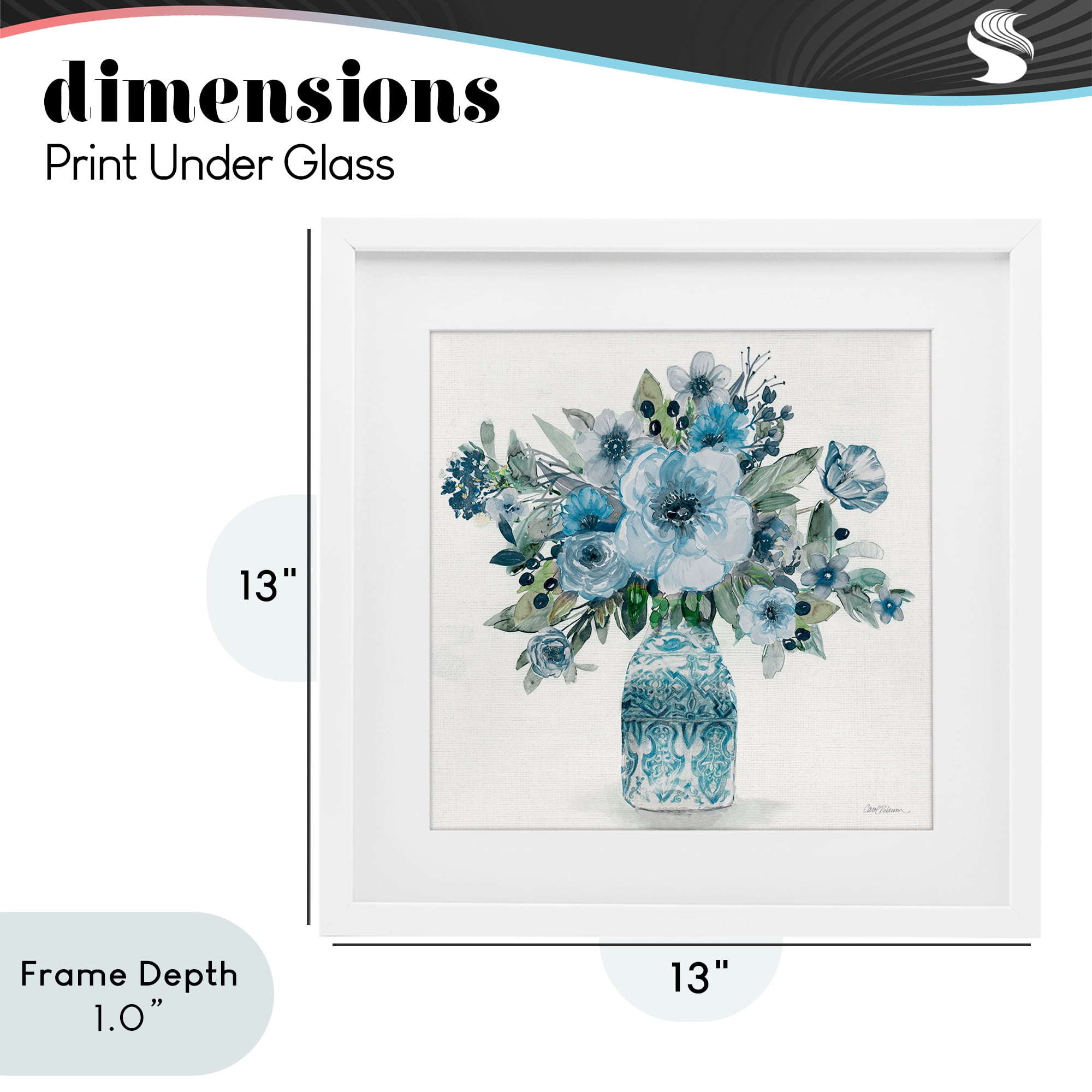 Stupell Industries Pastel Blue Botanical Bouquet White Framed Print Under Glass, design by Carol Robinson