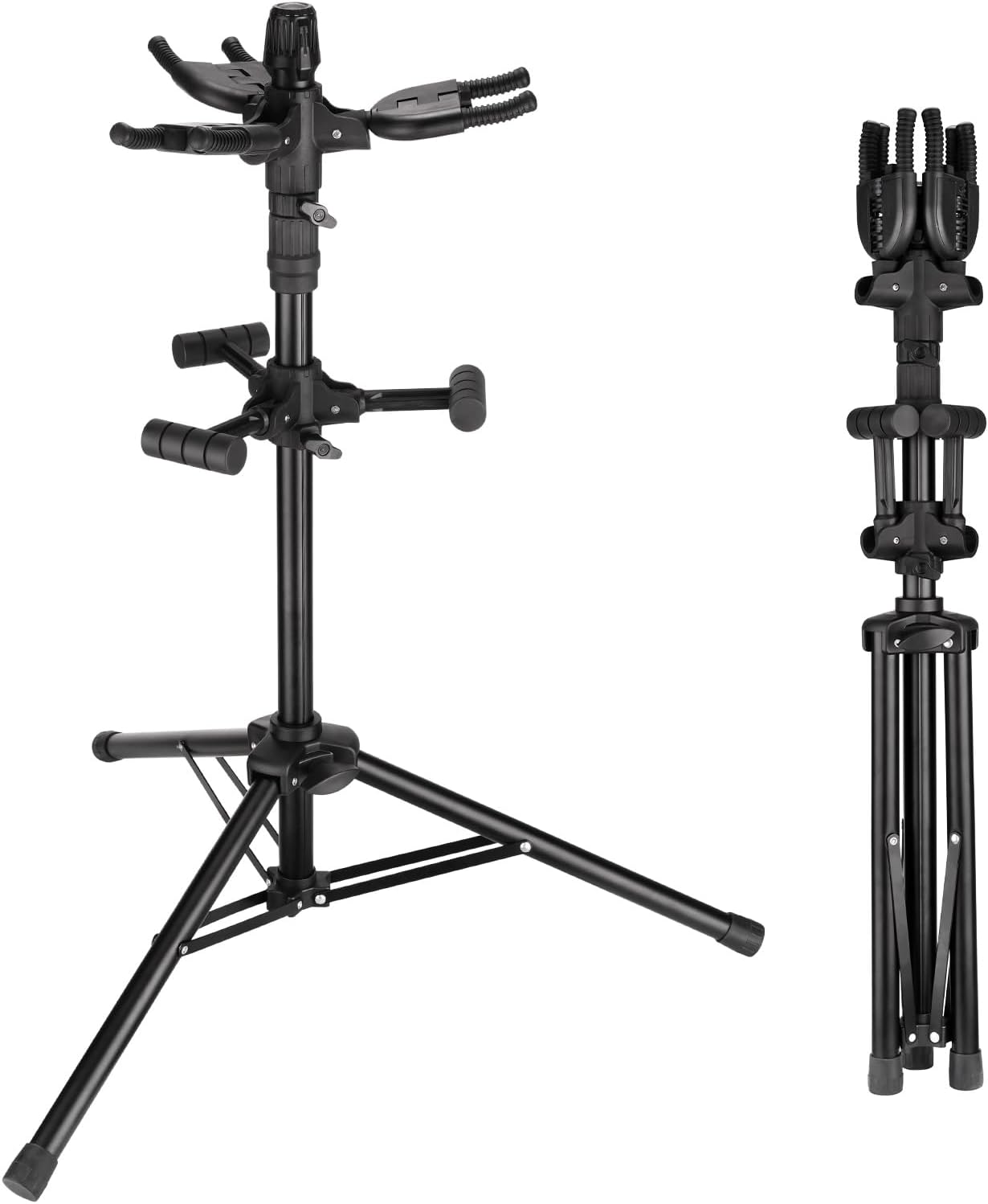 Triple Guitar Stand - Heavy Duty 3 Guitar Stand for Acoustic/Electric/Bass/Banjos, Auto-Lock Folding Design, Non-Slip Base & Anti-Rust - Portable for Stage/Travel/Studio GGS-06T