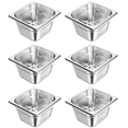 thumbnail image 1 of VEVOR 6 Pack Stainless Steam Hotel Pans, 1/6 Size Table Steam Pan, 4 Inch Deep, Anti Jam Restaurant Supplies Reusable Rustproof Catering Storage for Home, Party, Restaurant, Hotel, Buffet, 1 of 9