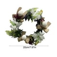 thumbnail image 3 of Easter Wreath for Door Spring Wreath with Artificial Lilies Burlap Bow and Pom Poms Farmhouse Floral Tabletop Candle Ring Wall Decor, 3 of 6