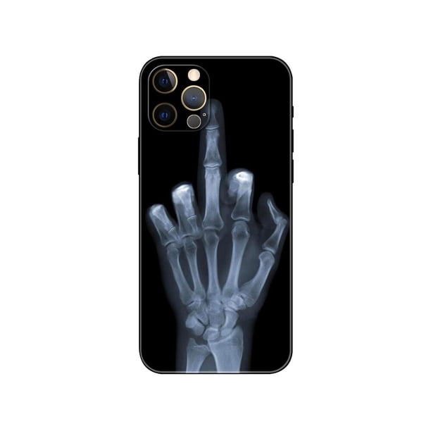 Funda de tpu negra para iphone 5 5s se 2020 6 6s 7 8 plus x 10 XR XS 11 12 13 mini pro MAX, cubierta trasera de dibujos animados, dedo medio Fivean unisex