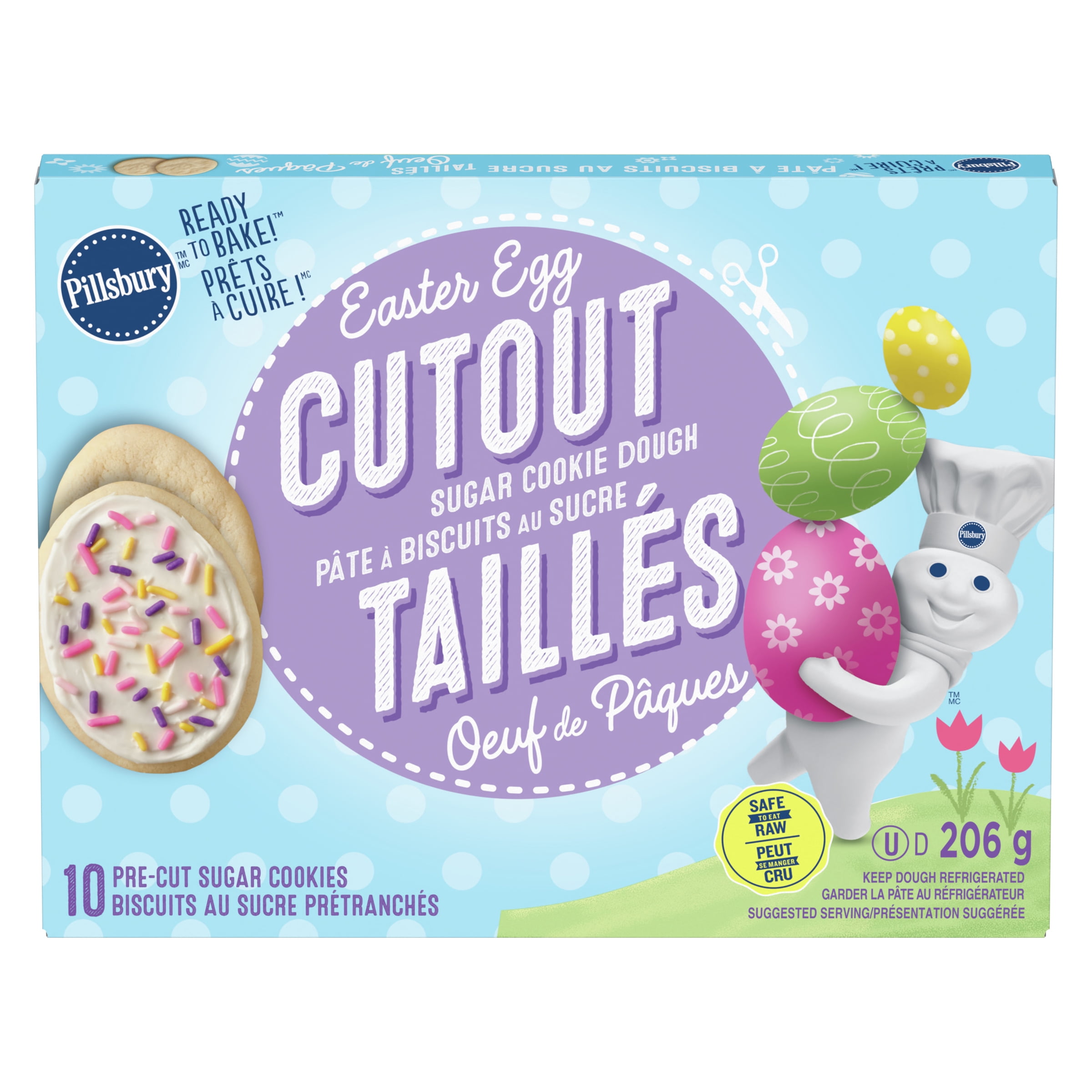 Pillsbury Ready To Bake! Easter Egg Cutout Sugar Cookie Dough, 206g