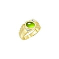 thumbnail image 4 of RYLOS Men's Rings Yellow Gold Plated Silver Cabochone Gemstone & Diamond Designer Peridot Rings For Men Size 9, 4 of 6