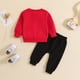 thumbnail image 2 of Gibobby Conjunto de ropa de bebé Camiseta roja de animados de manga larga para niños pequeños, conjunto y trajes de 2 uds, ropa para Otoño e Invierno(Rojo,2-3 Años), 2 of 5