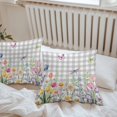 thumbnail image 6 of Throw Pillow Covers 20x20 Inch Set of 2, Wildflowers Waterproof Outdoor Pillow Covers, Spring Watercolor Tulip Floral Leaf Grey Plaid Decorative Cushion Pillowcases for Couch, Sofa, Bed, Patio, 6 of 9