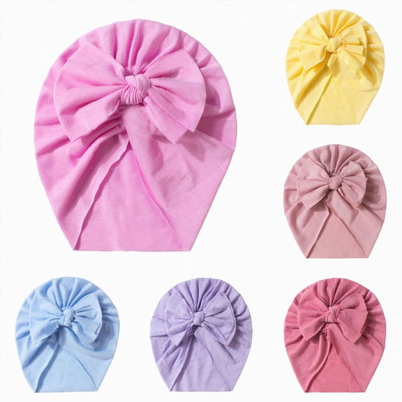 Splozh Baby Turban Hats Newborn Stretchy Soft Knot Headbands with Hair Bows Head Hair Accessories for Newborn Baby Girls Infant,Pink,0-2 Years