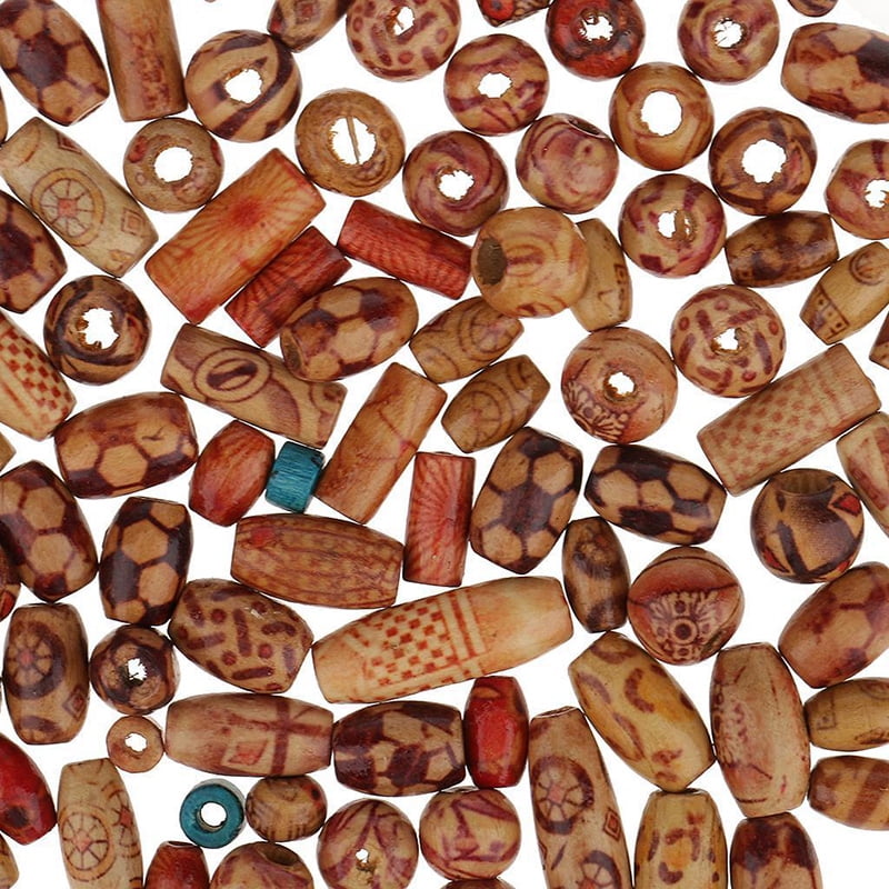 100pcs Mixed Wood Round Beads for Jewelry Making Loose Spacer 0.12-0.20inch 
